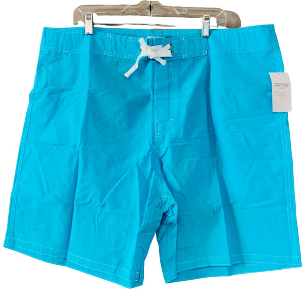 Old Navy Board Shorts Big/Tall 7" Above The Knee Swim Pockets Icy Aqua Blue NWT